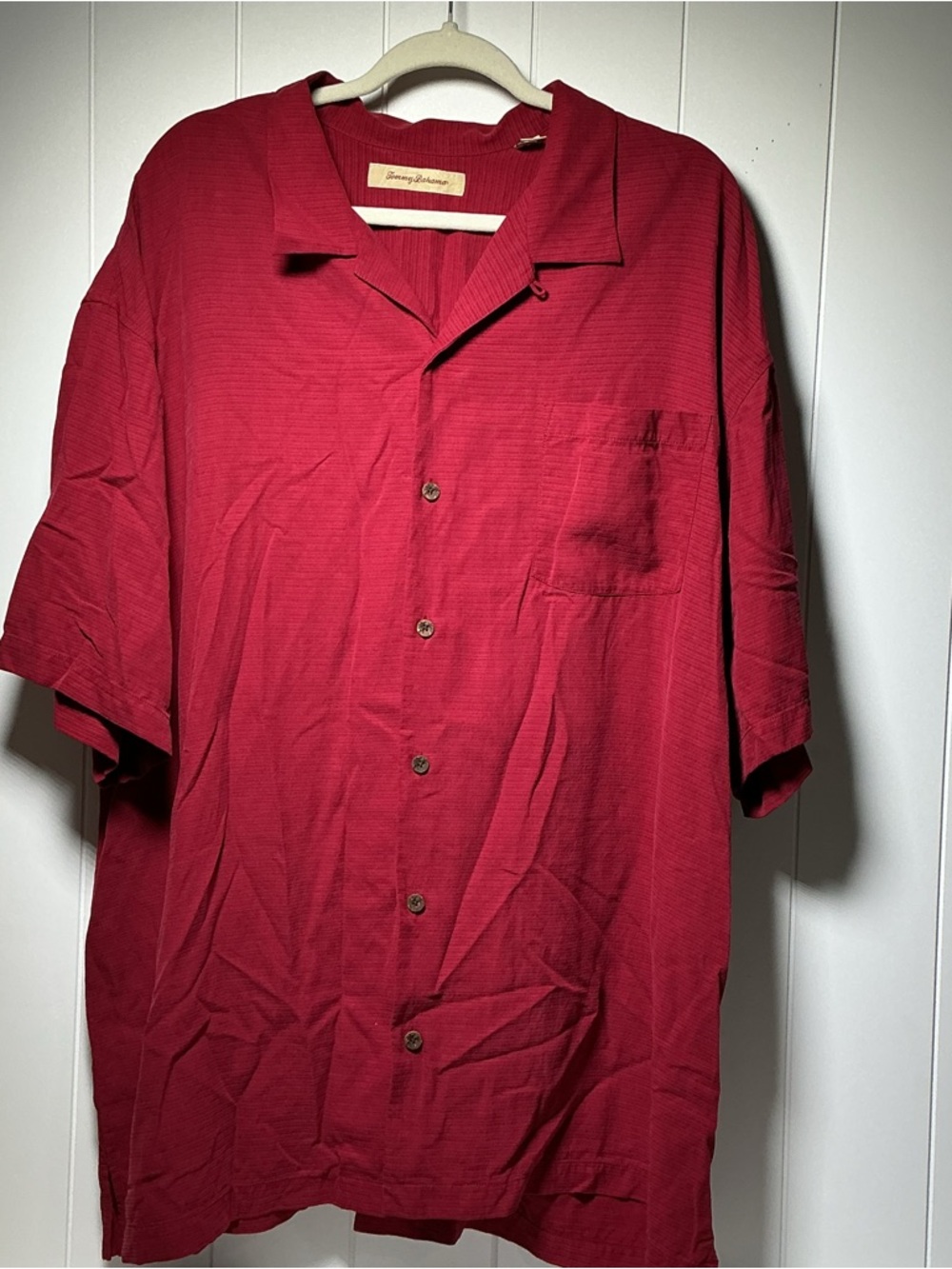 Tommy Bahama Mens XXL Short Sleeve Camp Shirt Button Front 100% Silk Red